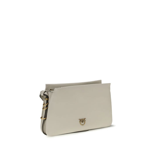 PINKO White Calf Leather Bos Taurus Shoulder Bag