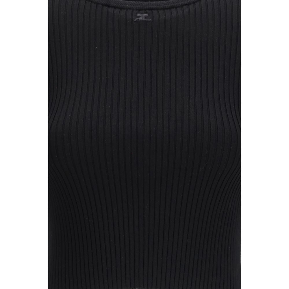 Courrèges Black Viscose T-Shirt