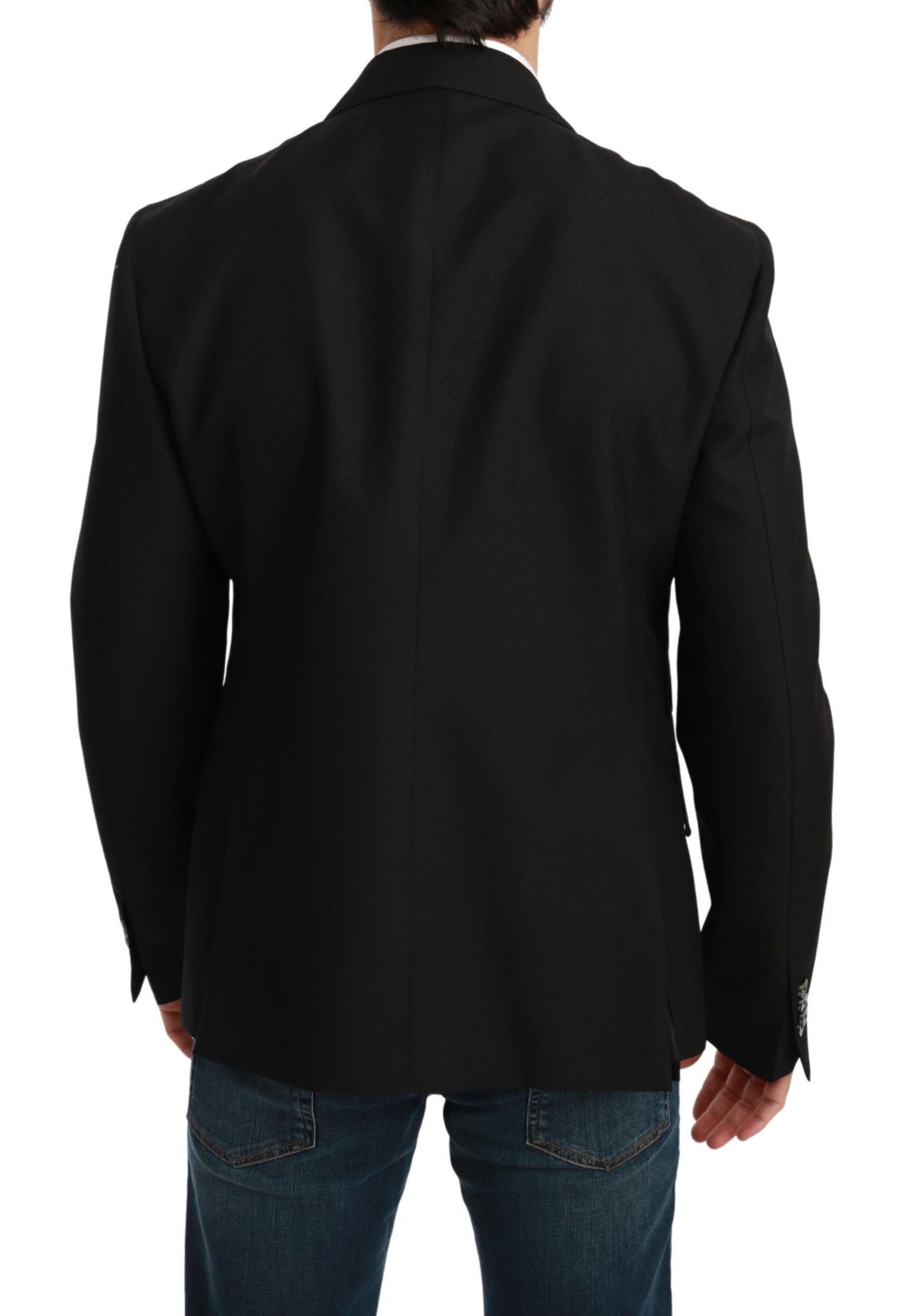 Dolce & Gabbana Black Slim Fit Jacket Coat Wool Blazer
