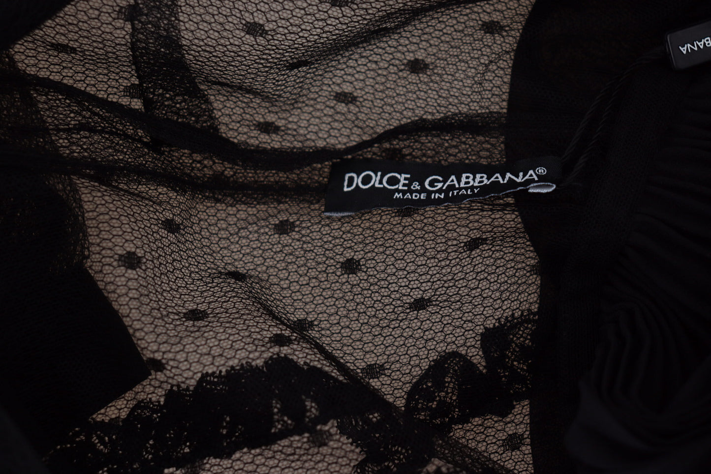 Dolce & Gabbana Black Lace Trim A-line Mini Nylon Dress