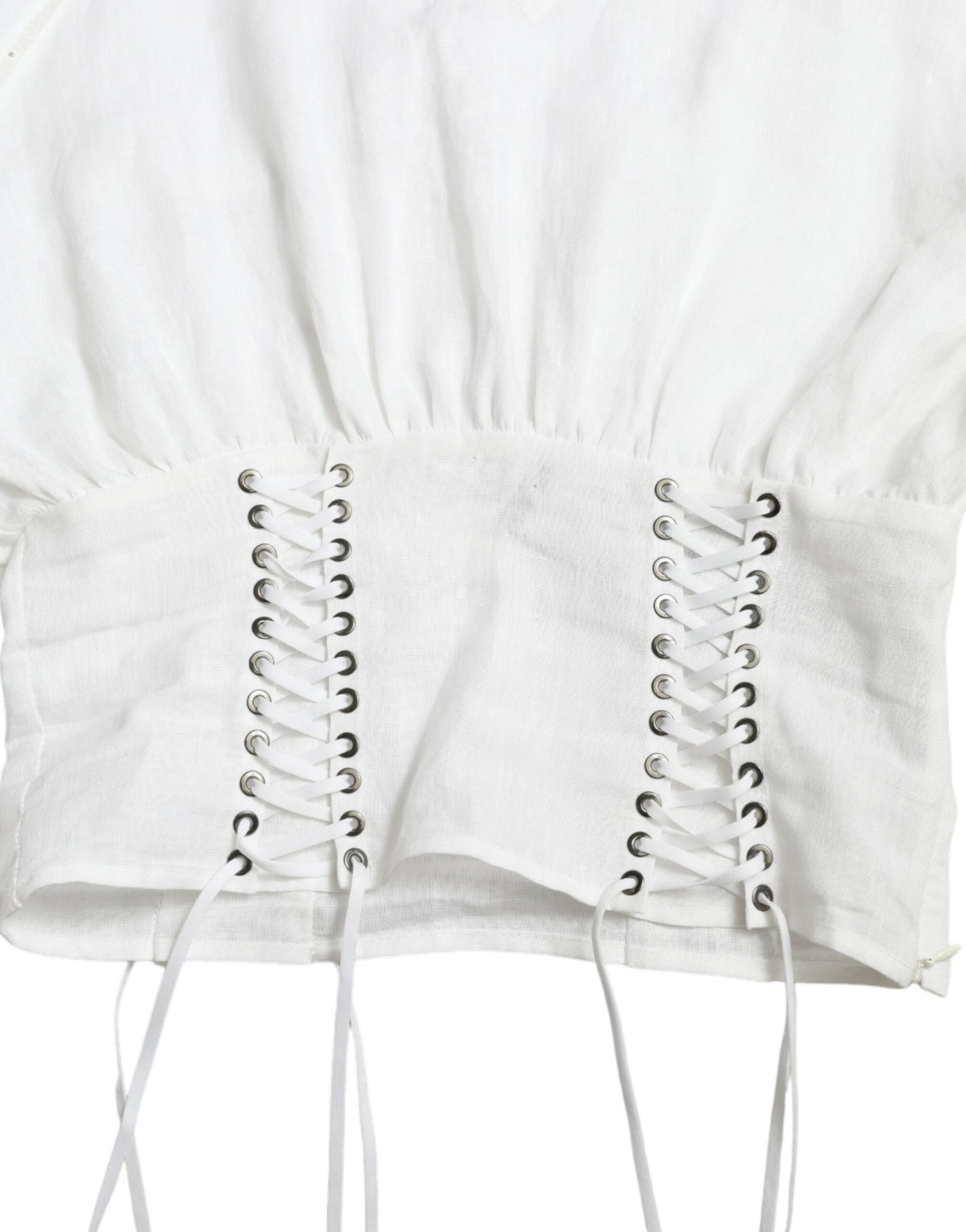 Dolce & Gabbana White Cotton Corset Cropped Long Sleeves Topclothing