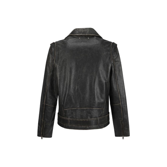 Golden Goose Brown Calf Leather Bos Taurus Biker Jacket