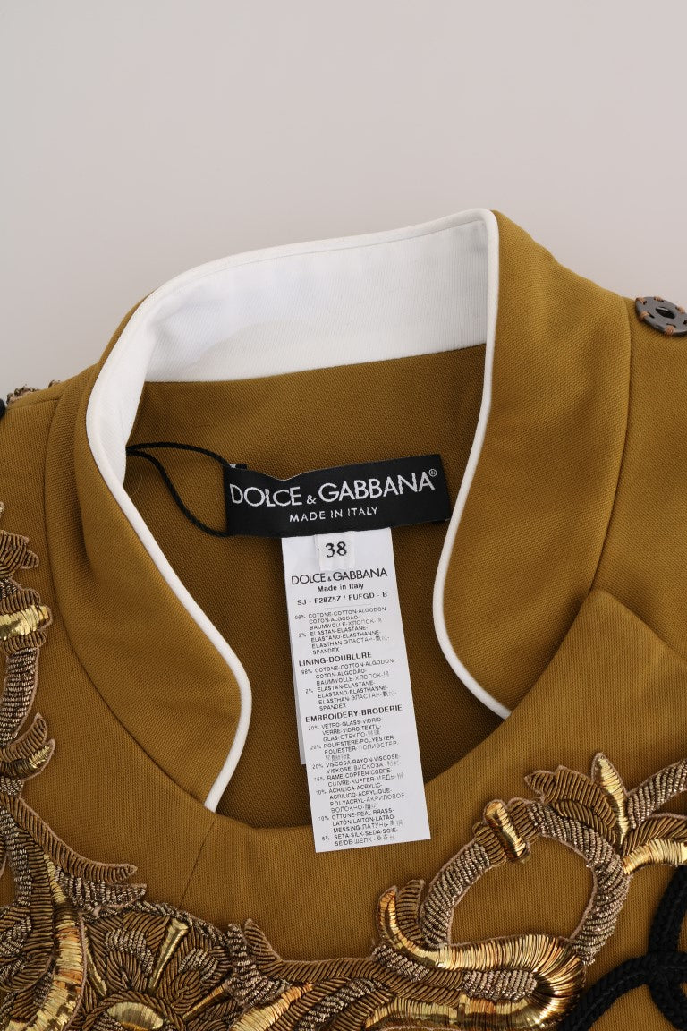 Dolce & Gabbana Yellow Crystal Cross Vest Jacket