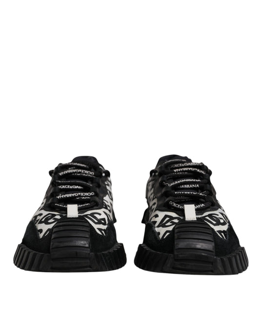 Dolce & Gabbana Black Logo Lace Up Low Top NS1 Sneakers Shoes