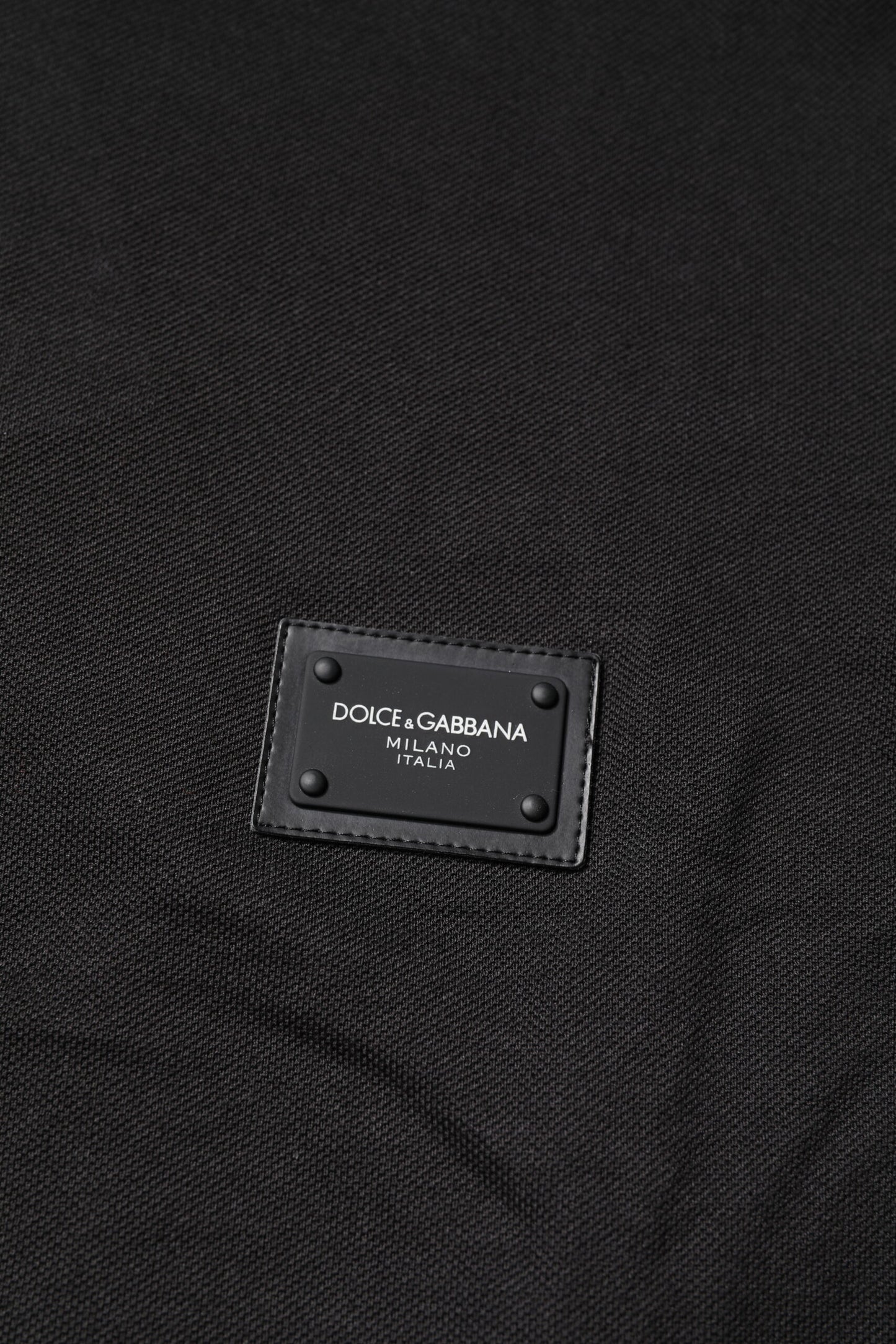 Dolce & Gabbana Dark Gray Logo Plaque Cotton Men Polo Shirt T-shirt