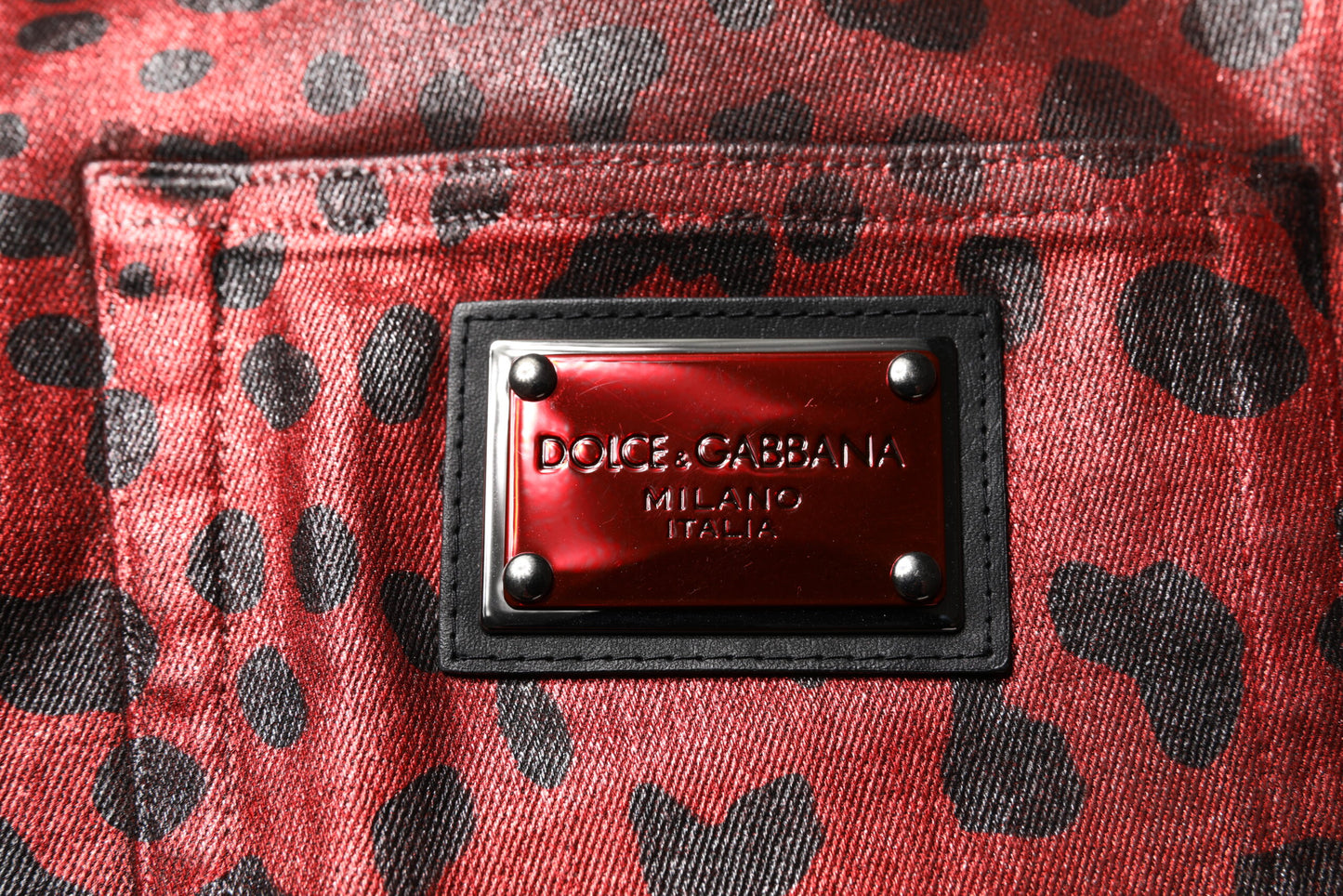 Dolce & Gabbana Red Leopard Cotton Straight Men Denim Jeans