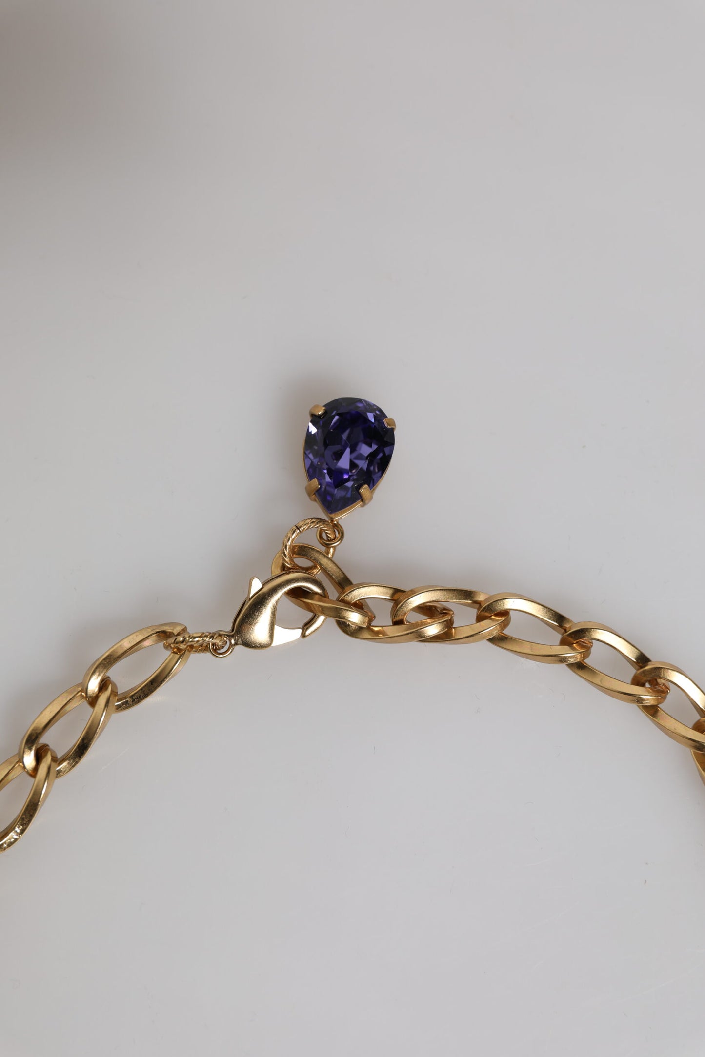 Dolce & Gabbana Gold Brass Floral Crystals Pearl Embellished Necklace