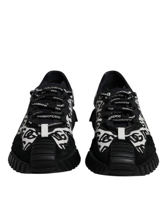 Dolce & Gabbana Black Logo Lace Up Low Top NS1 Sneakers Shoes