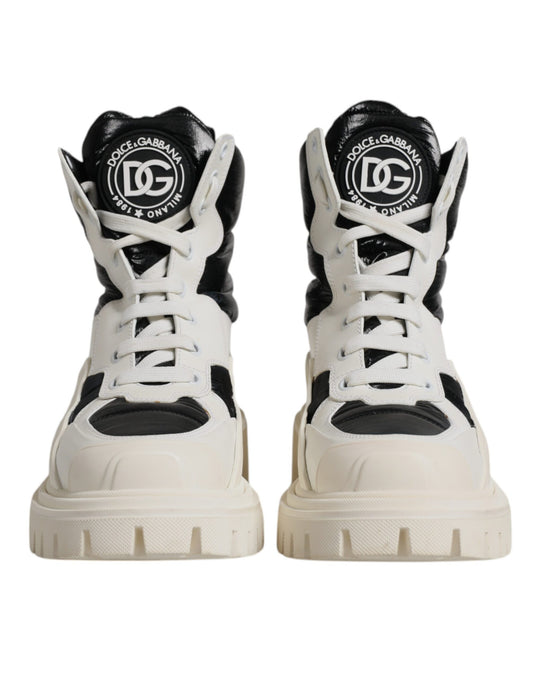 Dolce & Gabbana White Padded Mid Calf Lace Up Boots Shoes