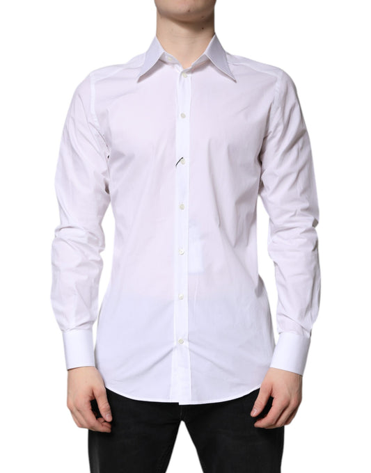 Dolce & Gabbana White Cotton GOLD Dress Formal Shirt