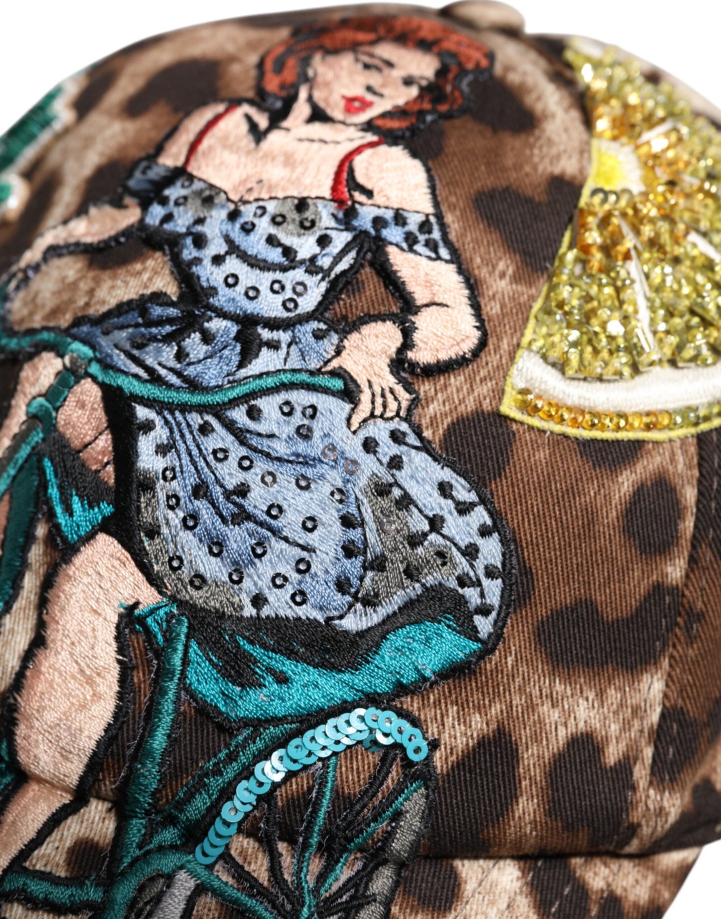 Dolce & Gabbana Brown Leopard Sequin Sicily Baseball Cap