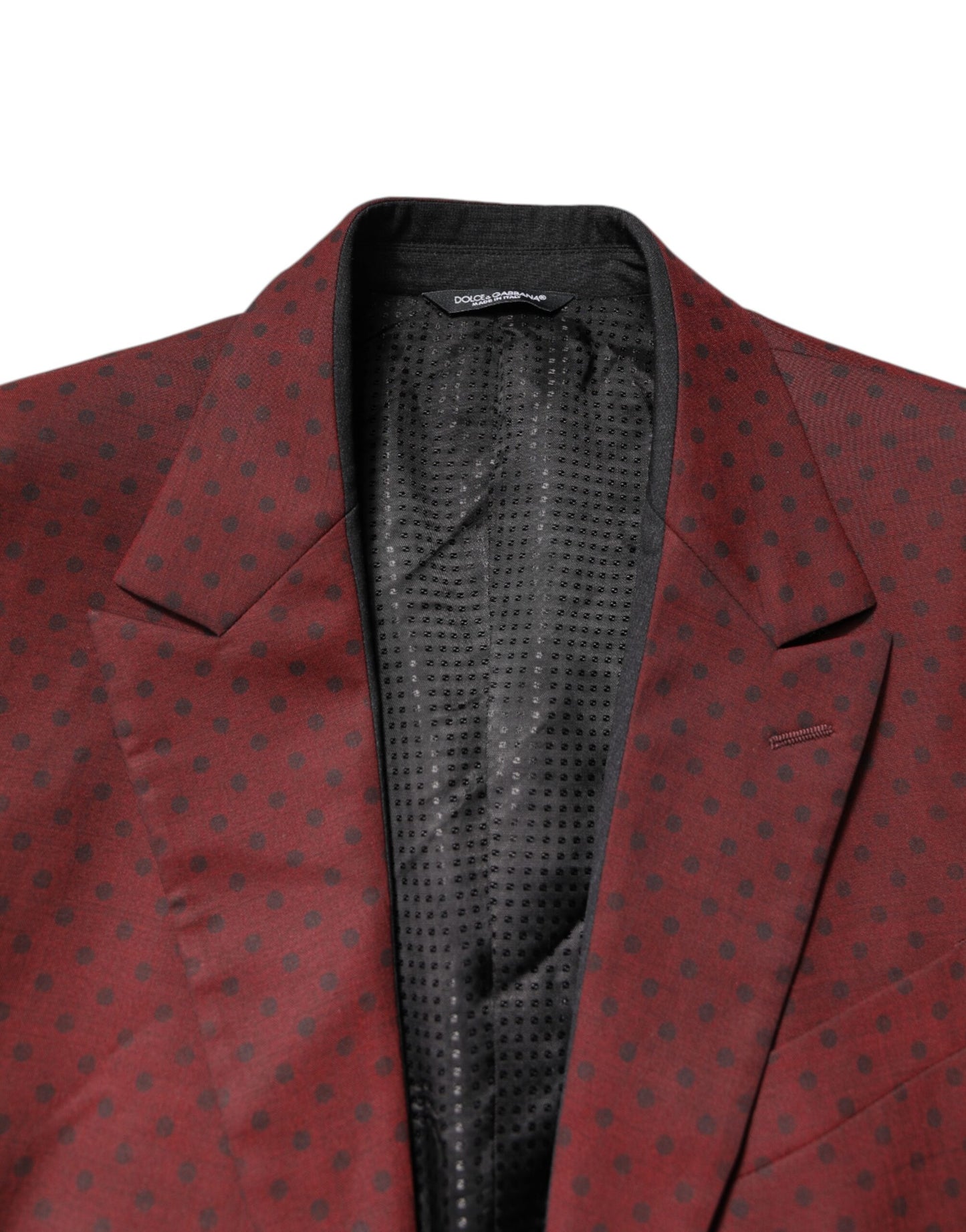 Dolce & Gabbana Maroon Wool Slim Fit Men Coat Jacket Blazer