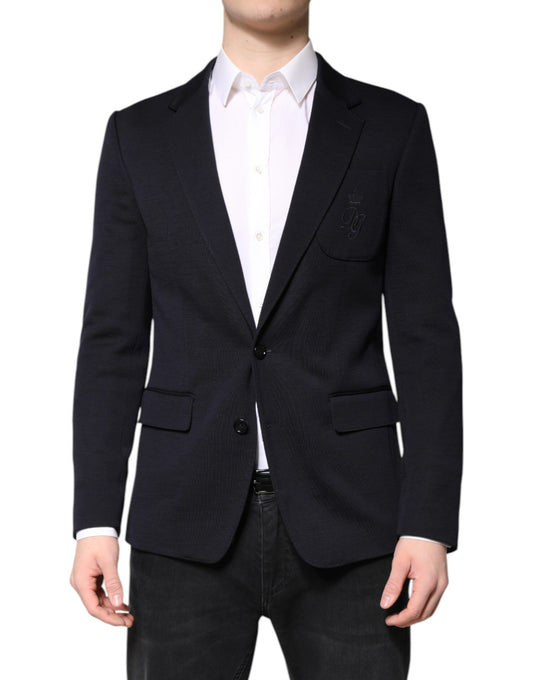 Dolce & Gabbana Black Wool Single Breasted Coat Suit Blazer