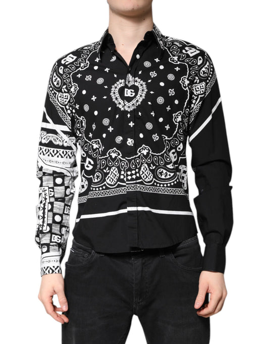 Dolce & Gabbana Black White Bandana MARTINI Casual Shirt