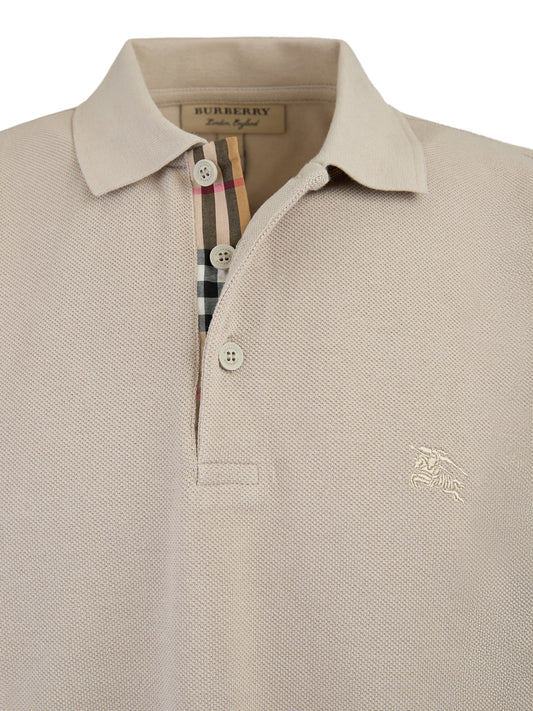 Burberry Pale Stone Cotton Collared Polo Shirt