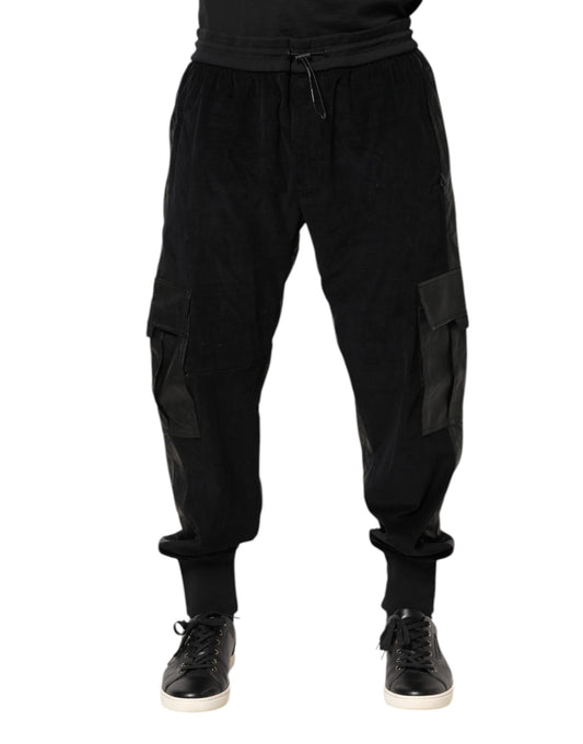 Dolce & Gabbana Black Cotton Cargo Jogger Sweatpants Pants