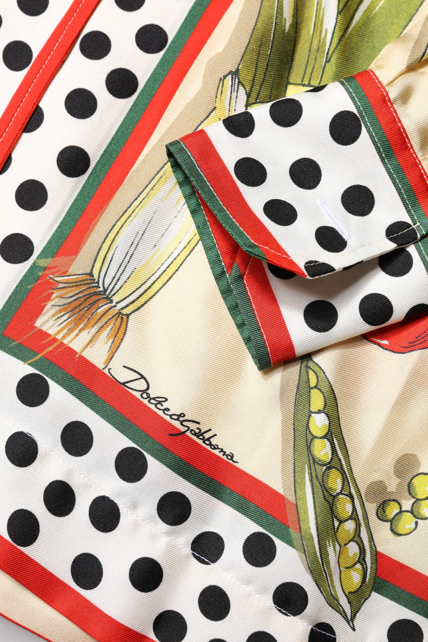 Dolce & Gabbana Multicolor Vegetables Silk Long Sleeves Top