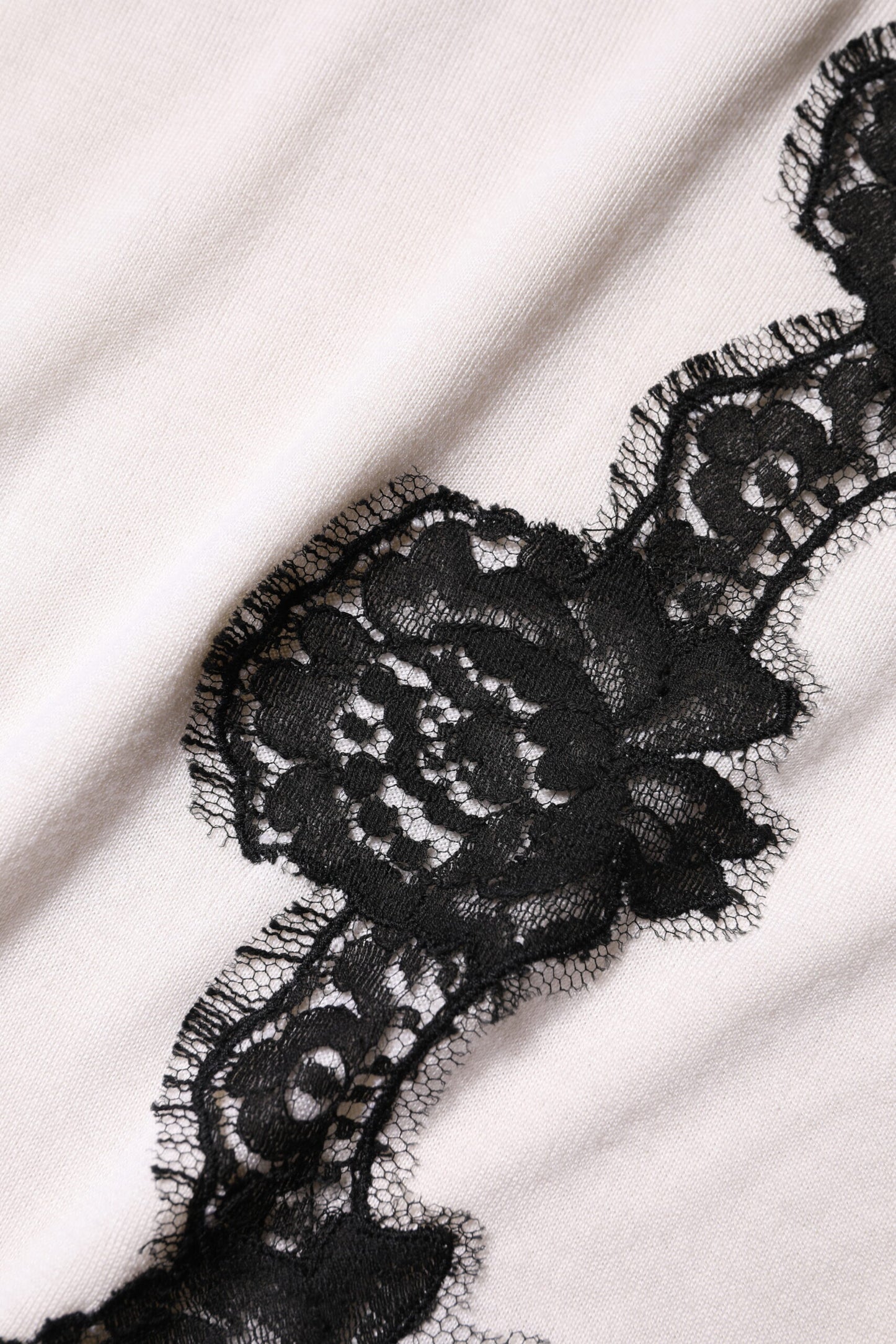 Dolce & Gabbana White Cashmere Floral Lace Detailing Tank Top