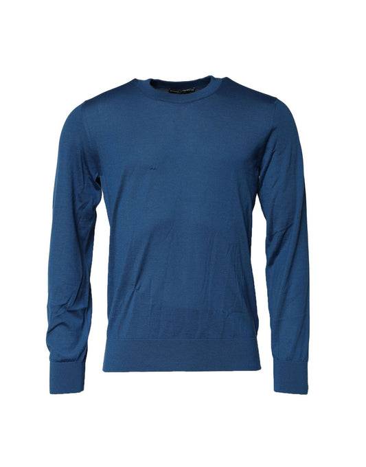Dolce & Gabbana Blue Cashmere Crew Neck Sweatshirt Sweater