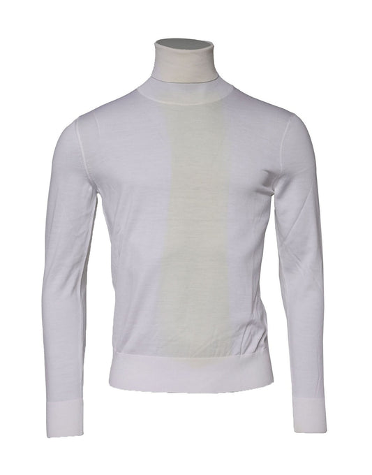 Dolce & Gabbana White Wool Turtleneck Men Sweatshirt Sweater