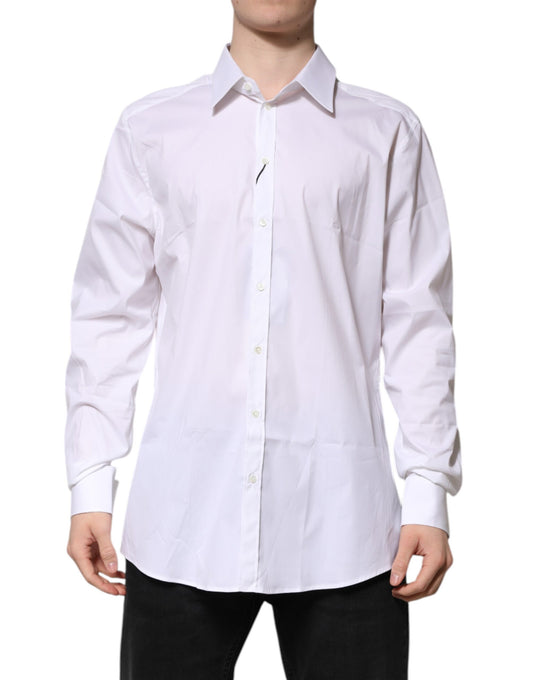 Dolce & Gabbana White Cotton GOLD Long Sleeves Formal Shirt