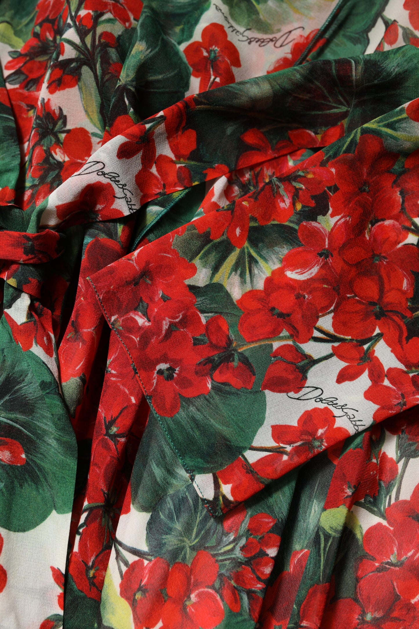 Dolce & Gabbana Multicolor Floral Long Sleeves V-neck Dress