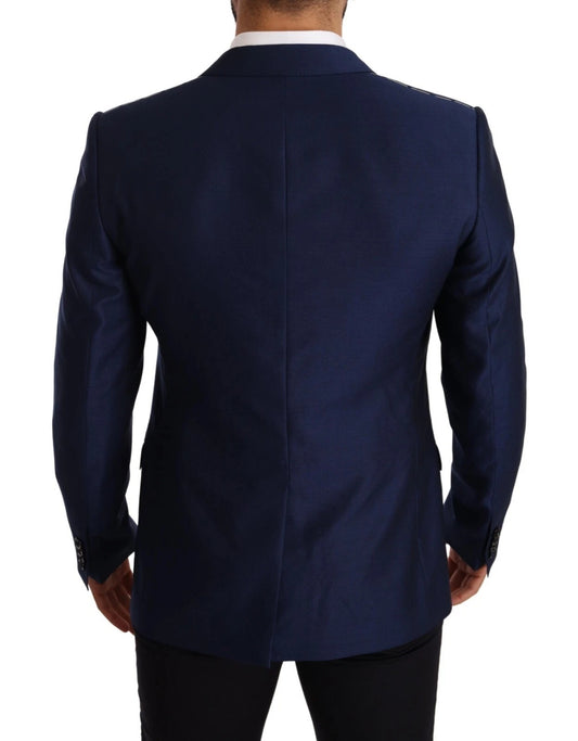 Dolce & Gabbana Blue MARTINI Wool Slim Fit Coat Blazer