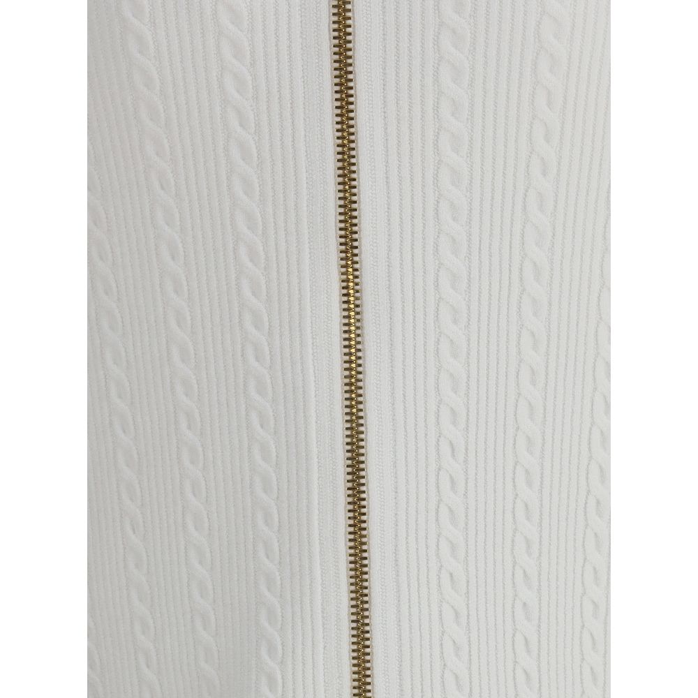 Balmain White Viscose Midi Skirt