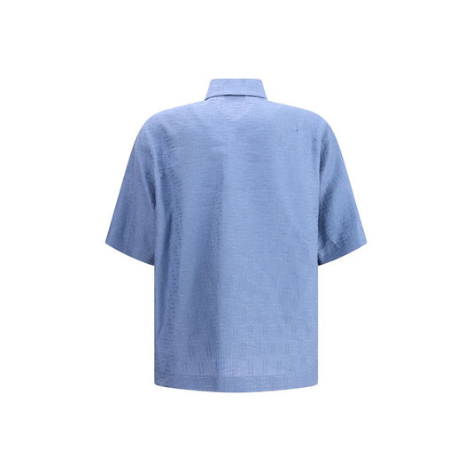 Fendi Light Blue Linen Shortsleeve Shirt