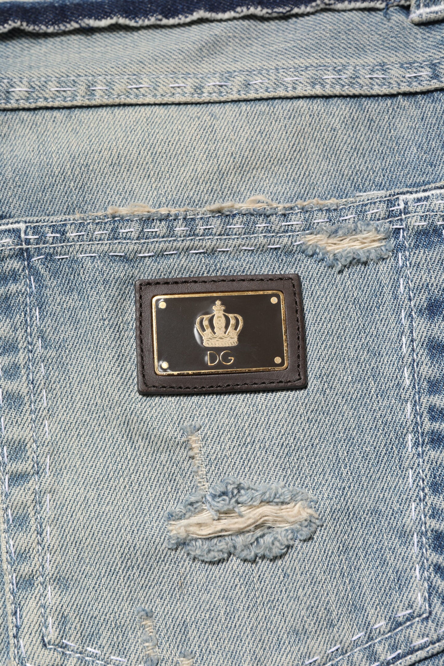 Dolce & Gabbana Light Blue Tattered Straight Men Denim Jeans