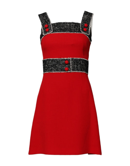 Dolce & Gabbana Red Wool Sleeveless A-line Flared Mini Dress
