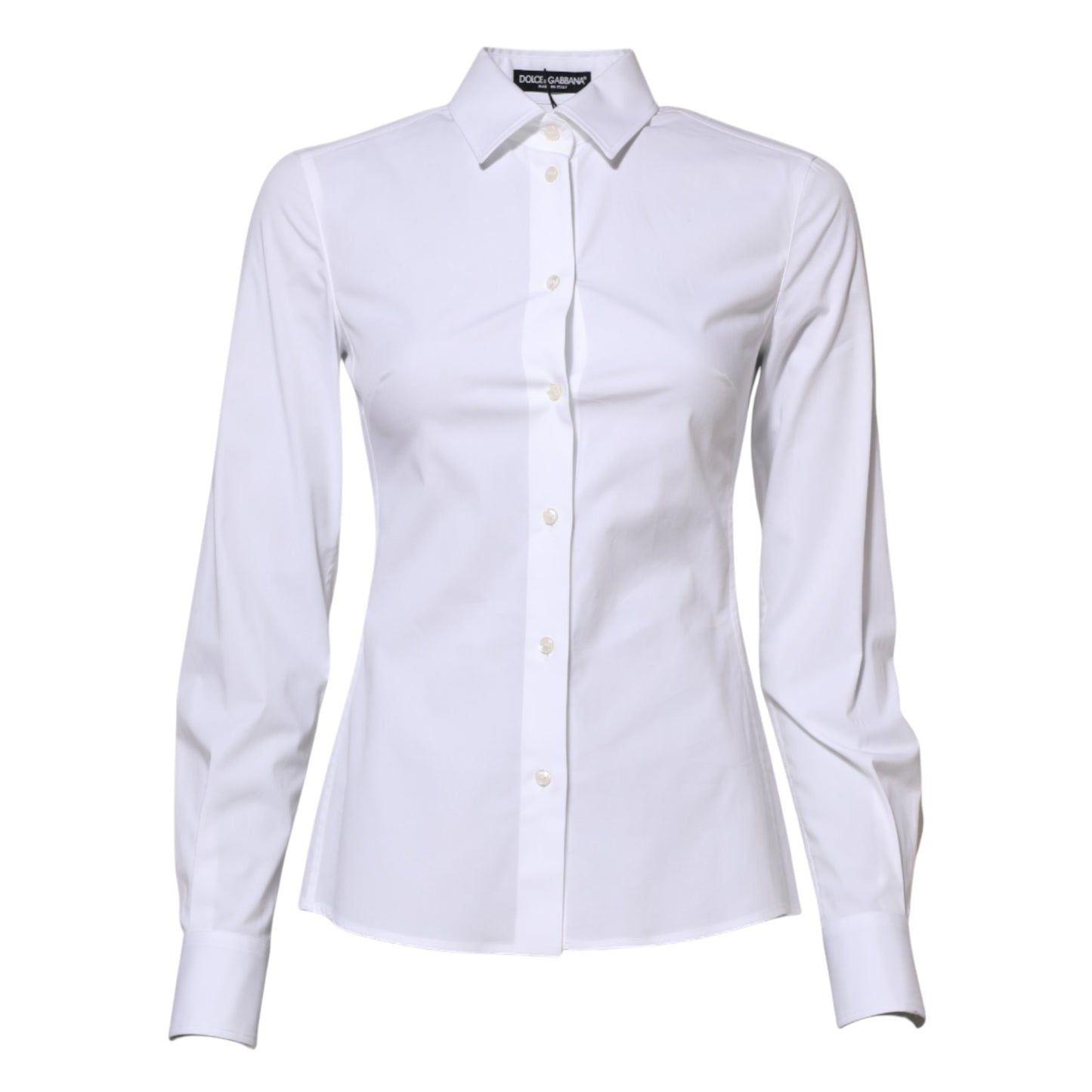 Dolce & Gabbana White Cotton Long Sleeves Collared Shirt Top