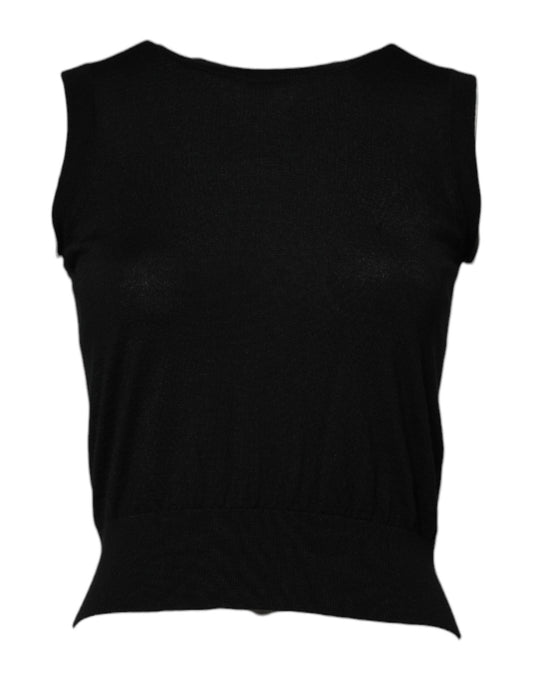 Dolce & Gabbana Black Cashmere Sleeveless Women Tank T-shirt