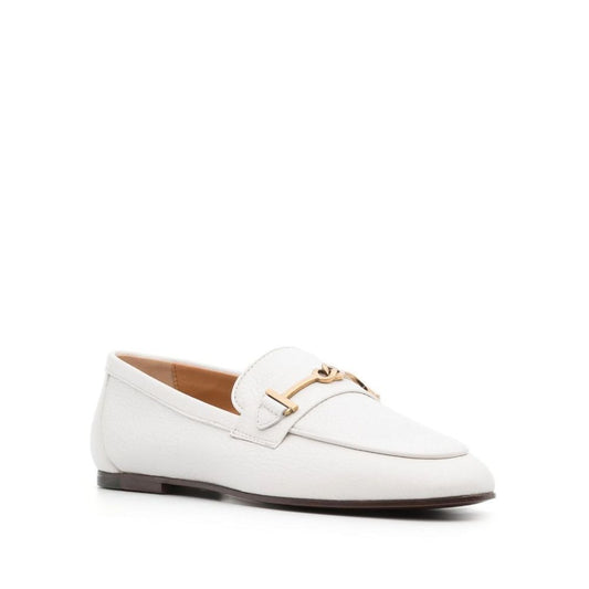 Tod's White Calfskin Slip-On Loafers