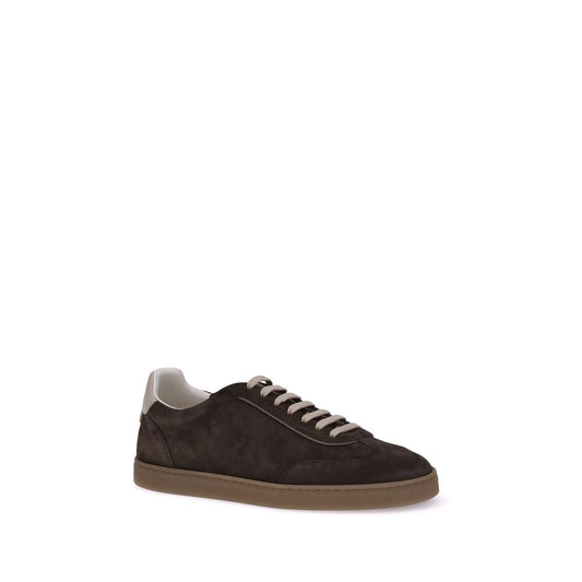 Brunello Cucinelli Black Calf Leather Bos Taurus Low Top Sneakers