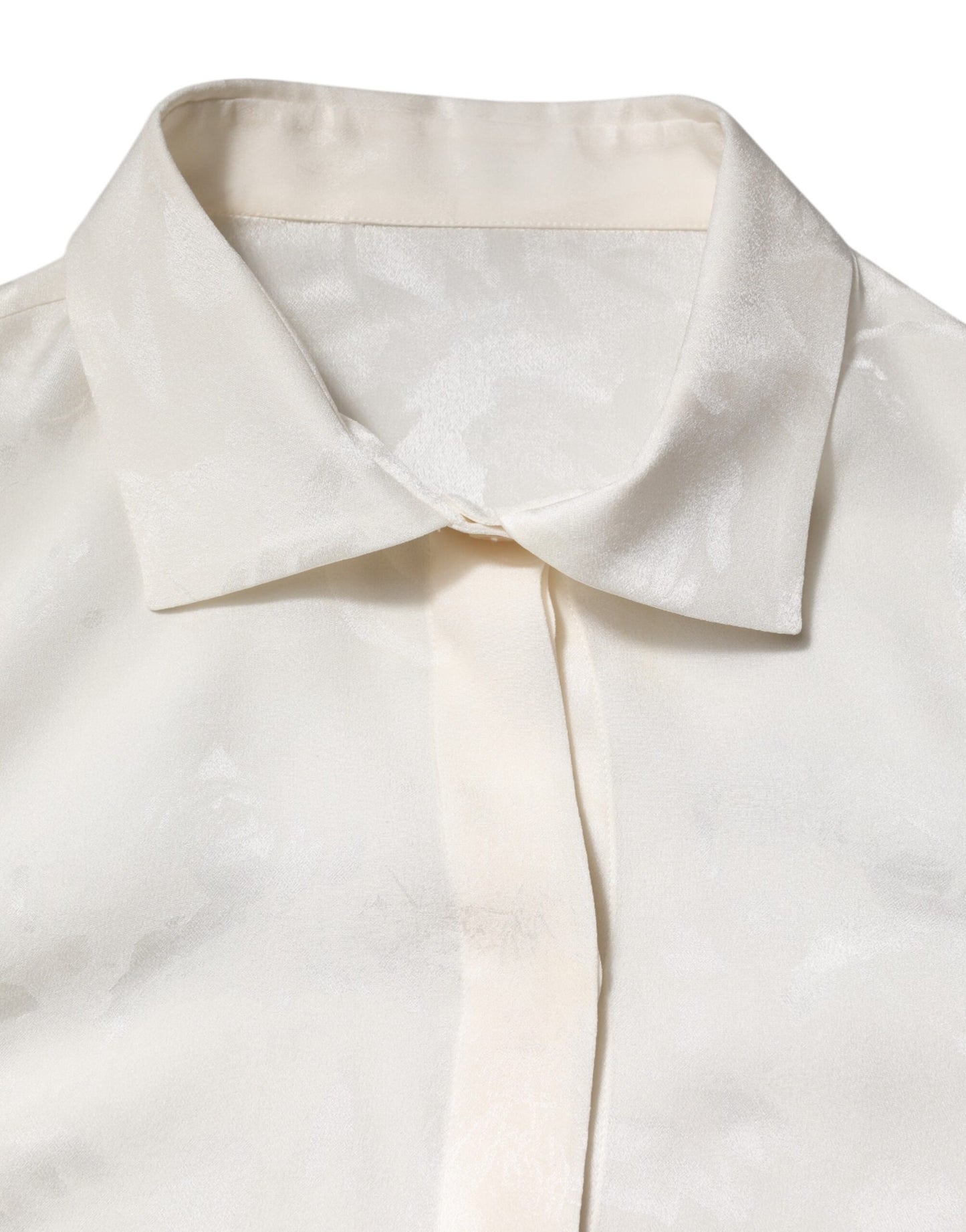 Dolce & Gabbana White Silk Long Sleeves Collared Shirt Top