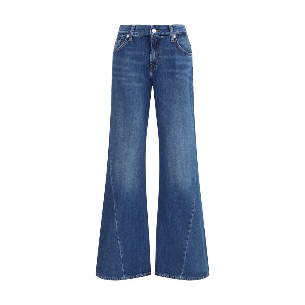 7FOR Blue Cotton Flared Jeans