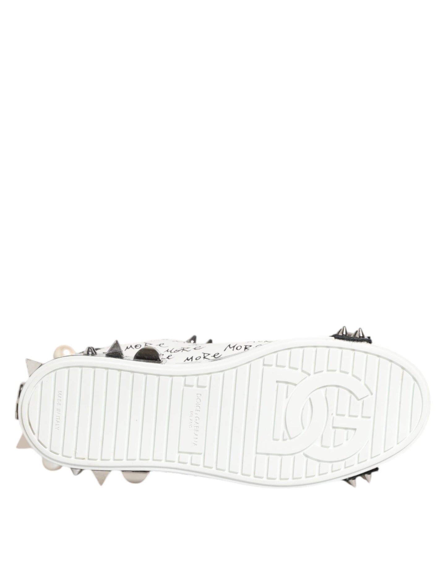 Dolce & Gabbana Black White Studded Low Top Sneakers Shoes