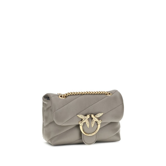 PINKO Gray Calf Leather Bos Taurus Shoulder Bag