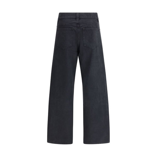 Khaite Black Cotton Straight-Leg Jeans