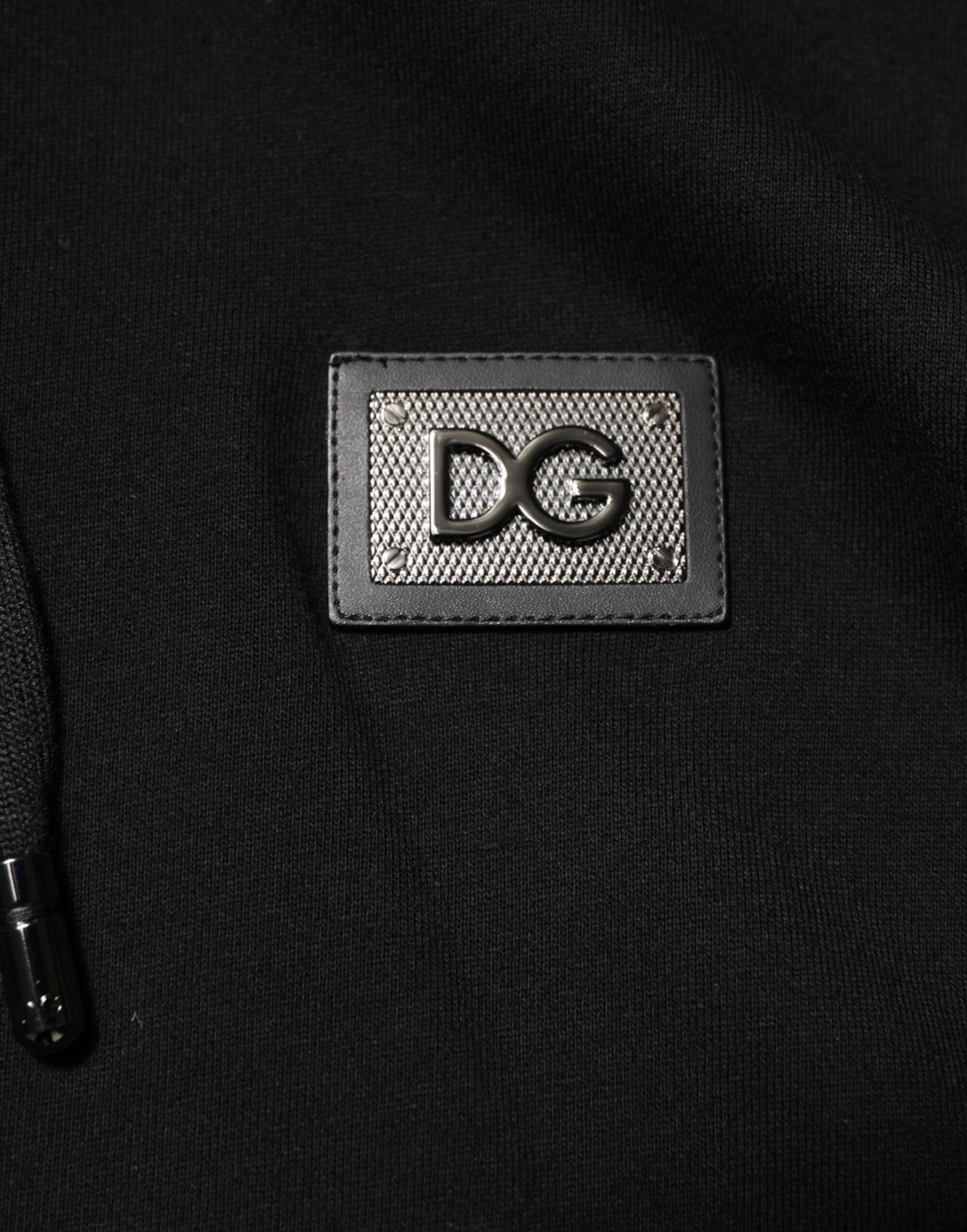 Dolce & Gabbana Black Cotton Plaque Track Cardigan Sweater