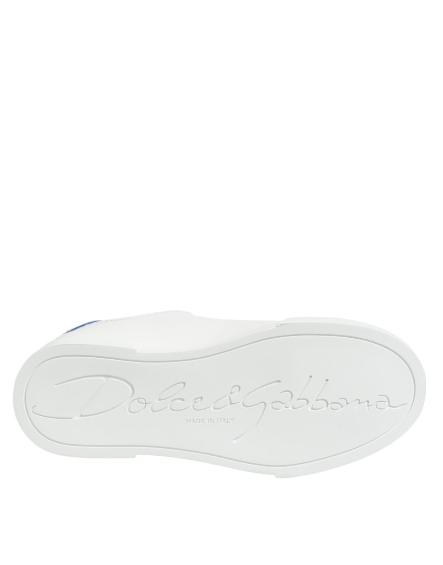 Dolce & Gabbana White Blue Leather Low Top Sneakers Shoes