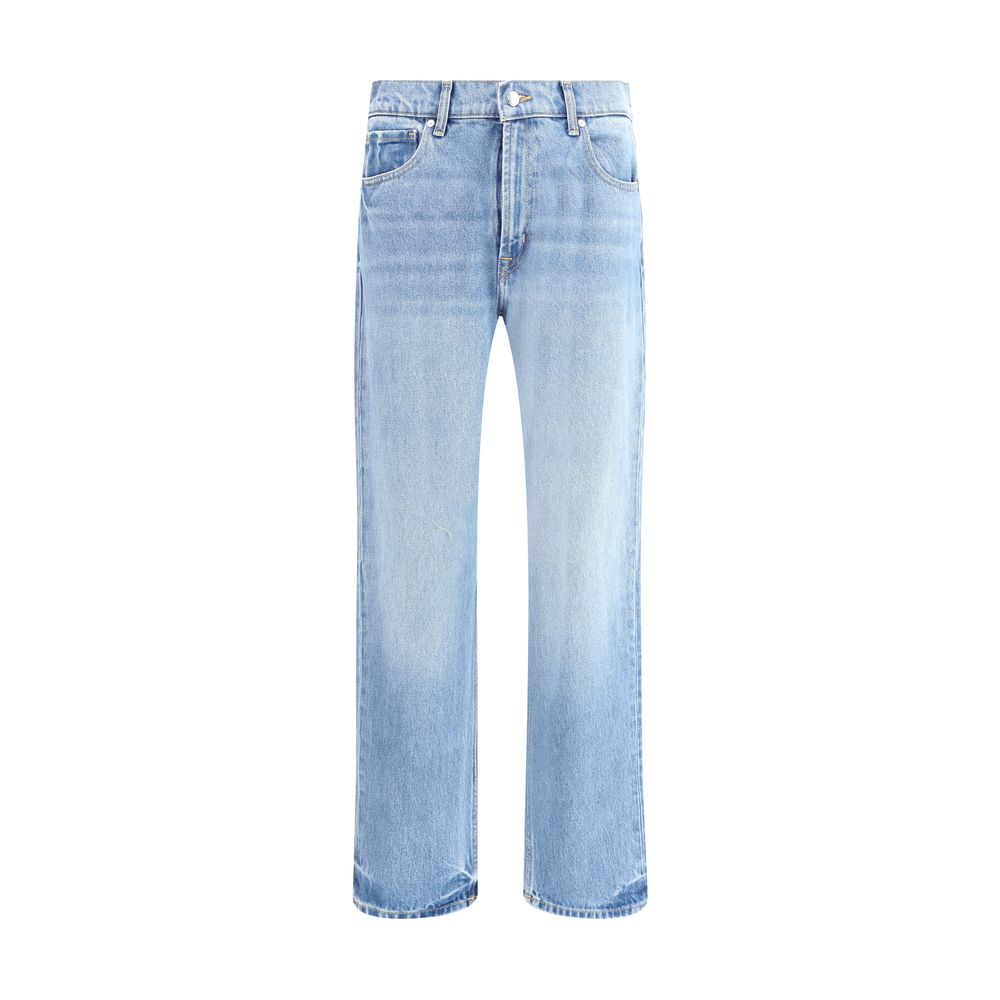 7FOR Light Blue Cotton Straight-Leg Jeans