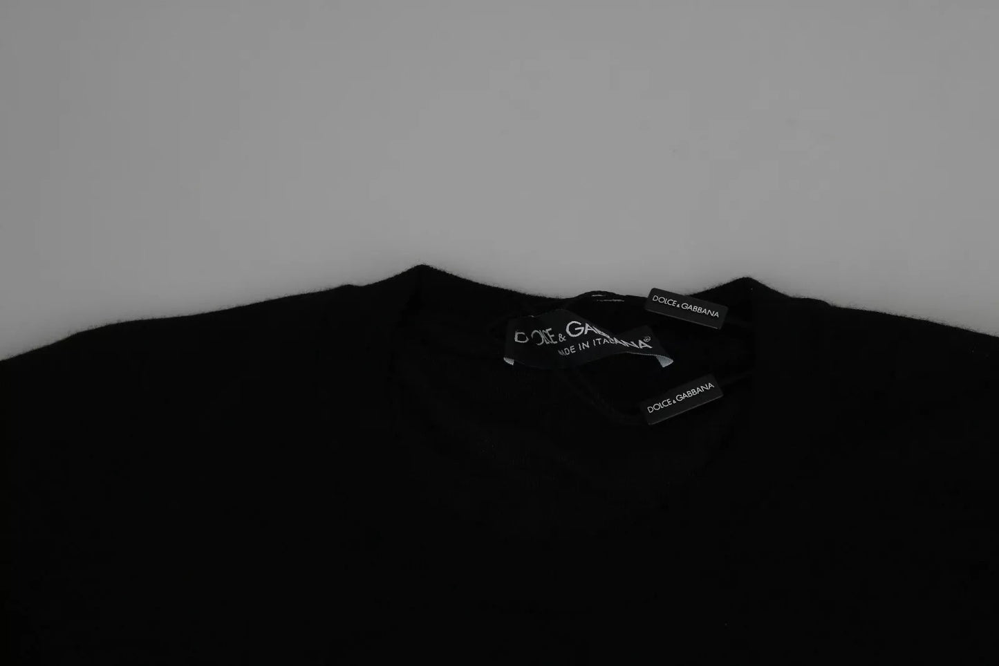 Dolce & Gabbana Black Cashmere Crewneck Pullover Sweater