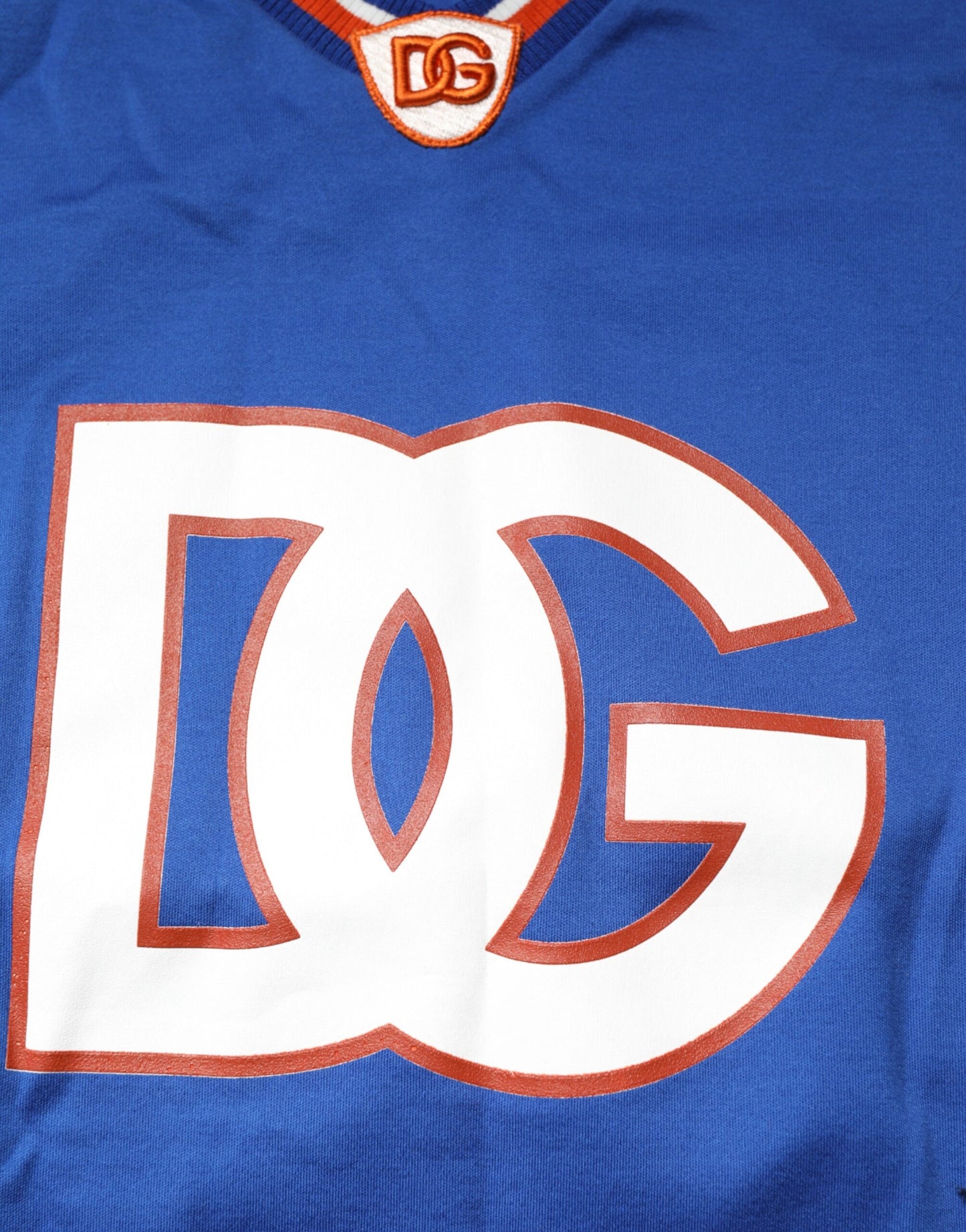Dolce & Gabbana Blue Cotton DG Logo Mesh Jersey T-shirt