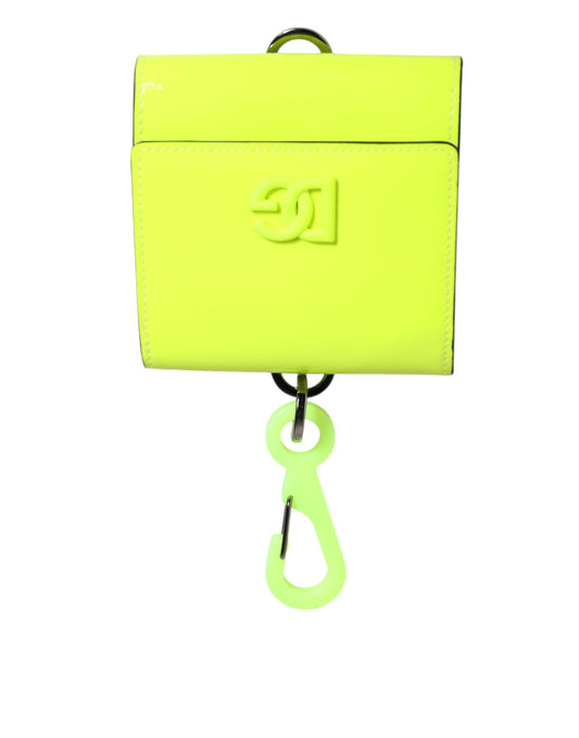 Dolce & Gabbana Yellow Green Bifold DG Logo Neck Strap Cardholder Wallet