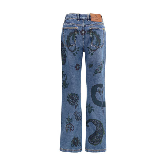 Etro Blue Cotton Flared Jeans