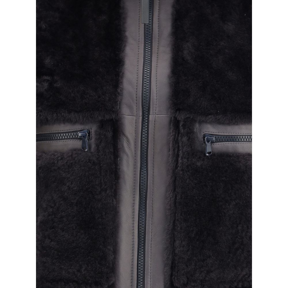 Brunello Cucinelli Black Leather Coat