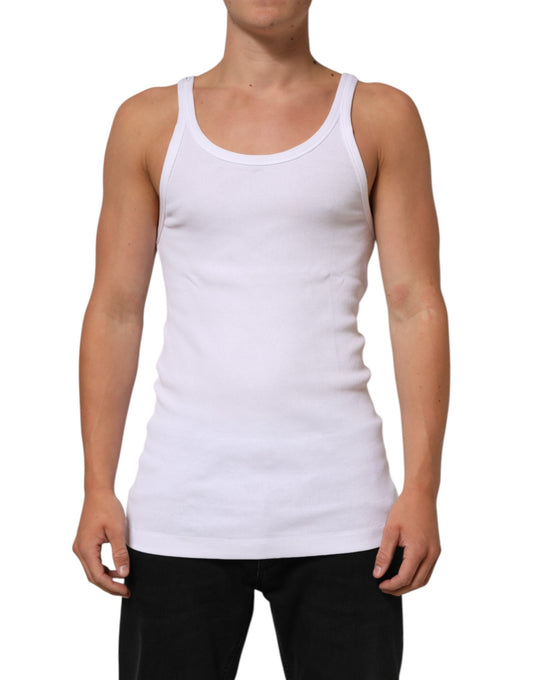 Dolce & Gabbana White Sleeveless Round Neck Tank Top T-shirt