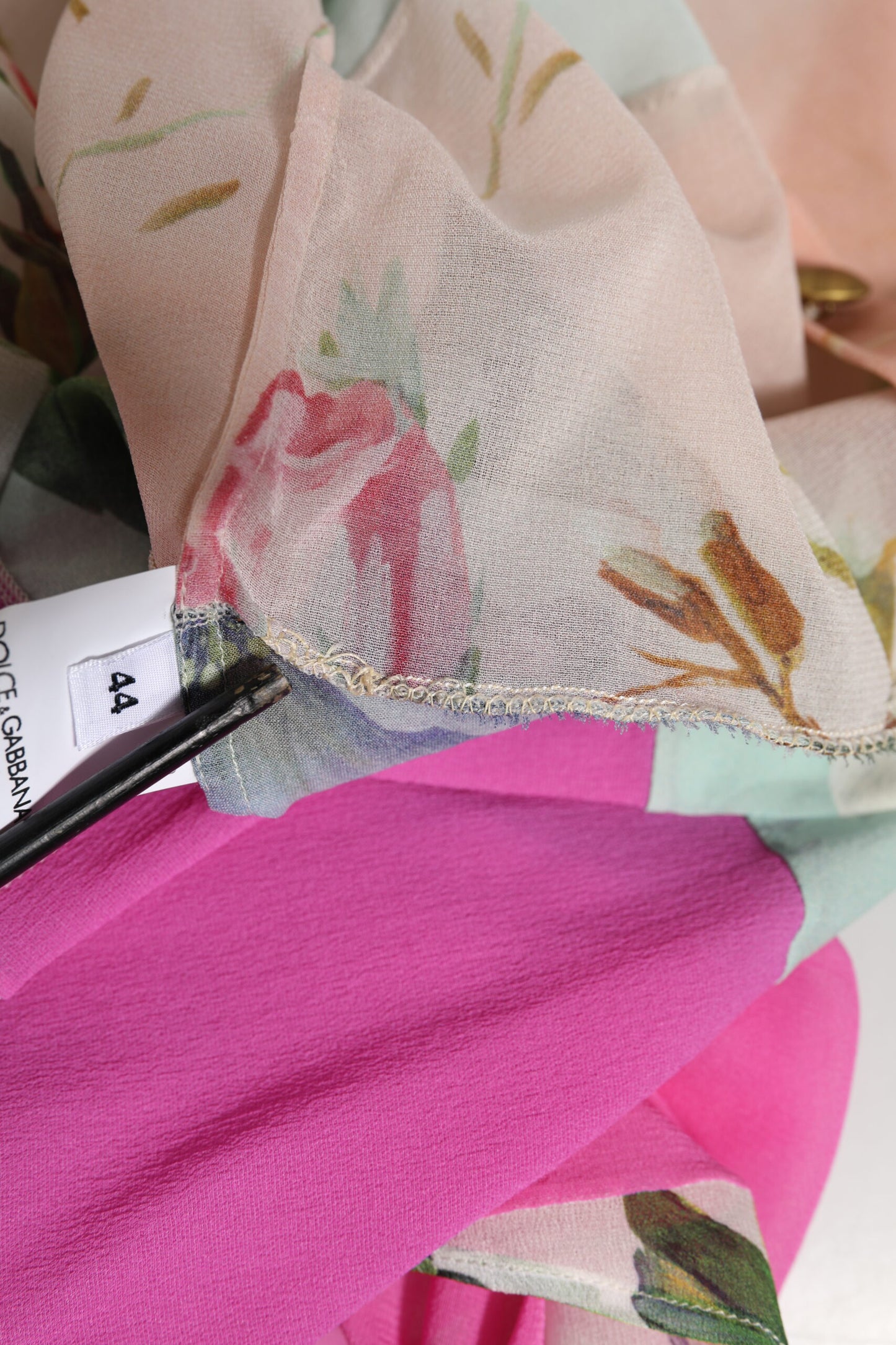 Dolce & Gabbana Multicolor Floral Patchwork Silk Ascot Collar Top